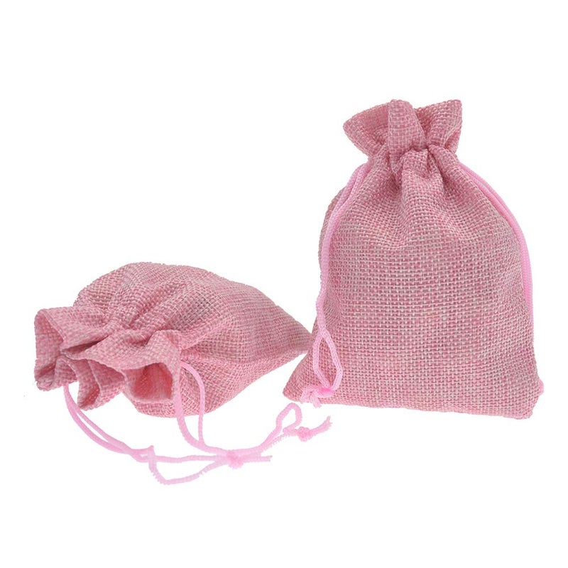 Bezall 50Pcs Pink Burlap Bags with Drawstring, 2.7x3.5 Inch Small Linen Gift Bags Jewelry Candy Pouch Sacks for Christmas, Wedding Favor, Party, DIY Crafts - Image 4